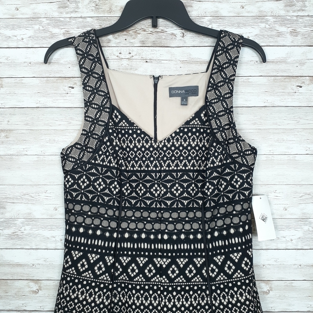 Donna Ricco Sleeveless Dress Beige Black Lace D - Picture 5 of 7
